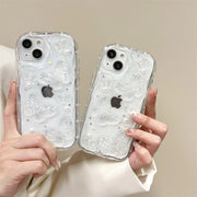 3D Butterfly Crystal Bling Glitter Clear Case for iPhone 15/14/13/12/11 Pro Max, X/XR/XS Max - Shining Star Pearl Wave Cover